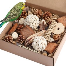 Natural Bird Foraging Box Foot Toys for Parakeets, Cockatiels, Conures  Love Bi
