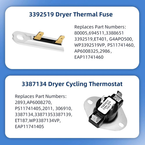 Kit de elemento calefactor secadora 279838 W10724237 para Whirlpool Kenmore Maytag Amana - Imagen 6 de 11