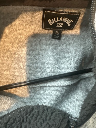 Billabong Herren XL grau Quarter Zip Hoodie Sweater schwerer Kapuzenpullover - Bild 10 von 10
