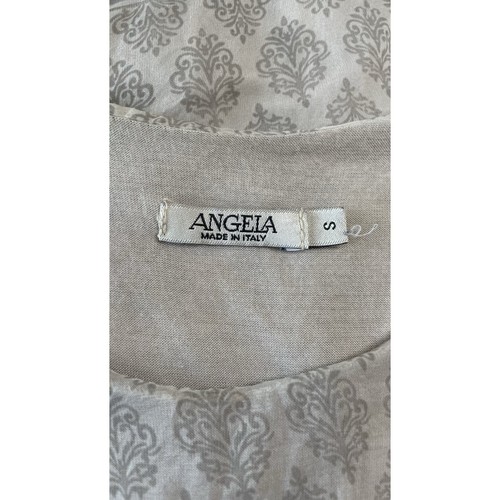 Angela 100% Silk Made In Italy Sleeveless Sheer Asymmetric Cold Shoulder Blouse - Picture 8 of 10