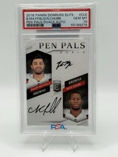 BAKER MAYFIELD NICK CHUBB 2018 DONRUSS ELITE PEN PALS DUALS AUTO ROOKIE PSA 10