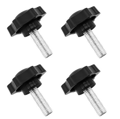 4 PCS M8 x 30mm Thread Replacement Star Hand Knob Tightening Screw Black