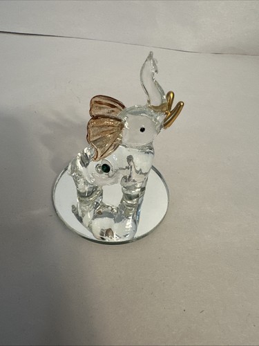 Lote de 3 estatuillas de elefante de vidrio transparente soplado a mano tronco de la suerte delicadas - Imagen 7 de 10