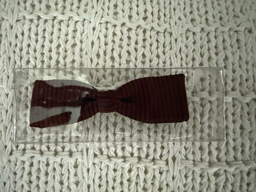 1950s Ormond NY Men’s CLIP ON Bow Tie Unique colors Burgundy/black Stripes VTG - Picture 8 of 11