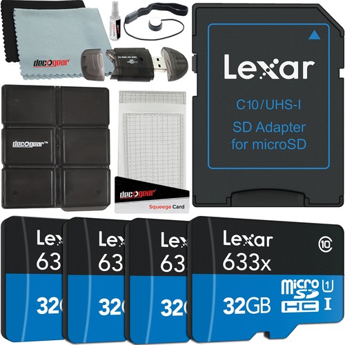 Lexar 4 Pack 32GB (128GB Total) MicroSDHC UHS-I Memory Cards + SD Adapter Bundle - 第 1/10 張圖片