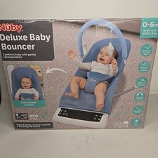 Nuby Deluxe Baby Bouncer Seat - Portable Infant Bouncer with Music, Fun Sounds,
