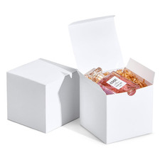 Small White Gift Boxes 4x4x4'' 100 Pack, Gift Boxes with Lids for Bridesmaid Gif