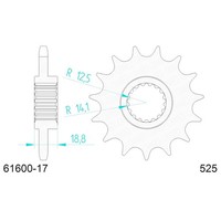 Ritzel Afam Stahl P525 - Z17 (DIS.61600) Aprilia 1000 Etv Caponord / Et