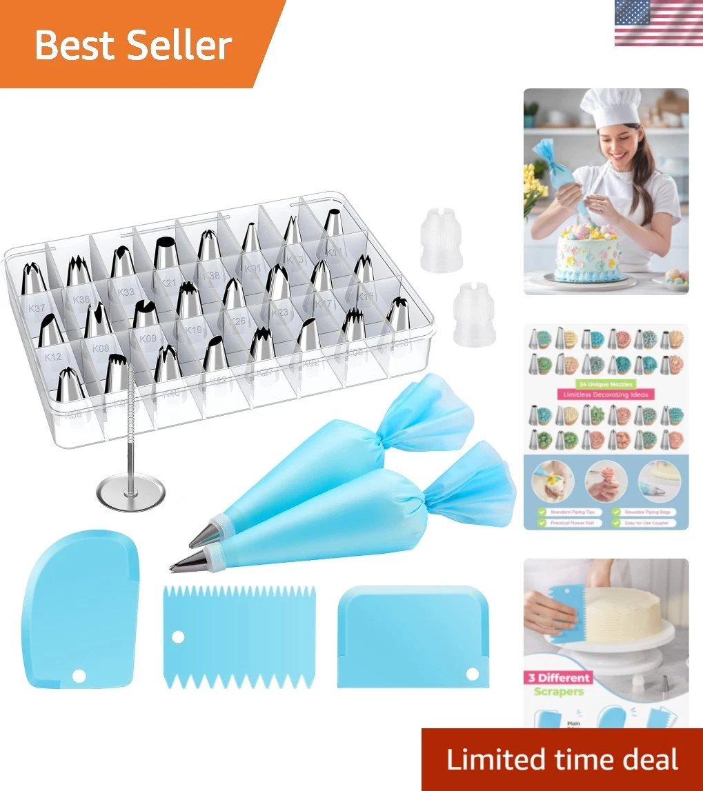 32-Piece Piping Bags and Tips Set with 24 Icing Piping Tips, 2 Reusable Pastr...
Opens in a new wind