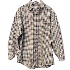 Eddie Bauer Houndstooth Cotton Flannel Men’s Button Down Shirt Size XL Tall