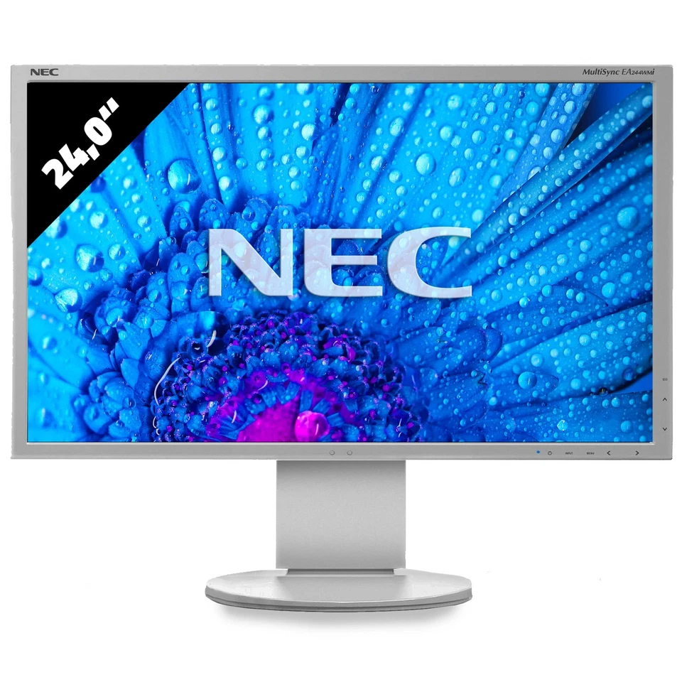 NEC MultiSync EA244WMi-GY 24 Zoll Monitor 1920x1200 WUXGA IPS 6ms Grau