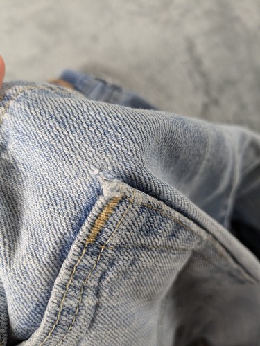 Levis 501 Jeans Men 38x30 Blue Light Wash Distressed Thrashed Grunge Button Fly - Picture 8 of 24