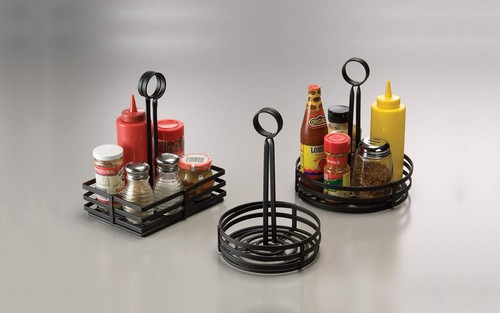 FWC68 Rectangular Wrought Iron Condiment Rack Basket with Display Handle, 6" ... - Picture 2 of 3
