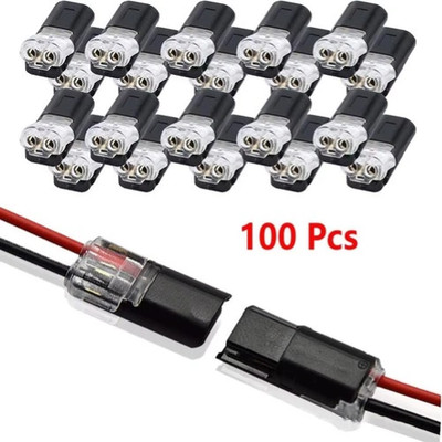 100PCS 2-Pin Quick Wire Connectors   Solderless LED Strip Plug Terminal