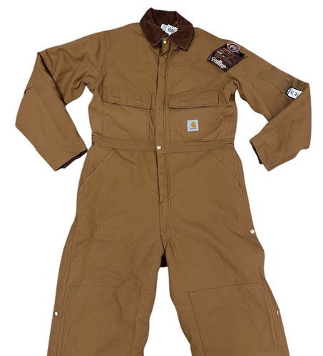 Carhartt Brown Artic Double Knee Coveralls Men Size 44 Tall Corduroy USA NOS - Picture 2 of 14