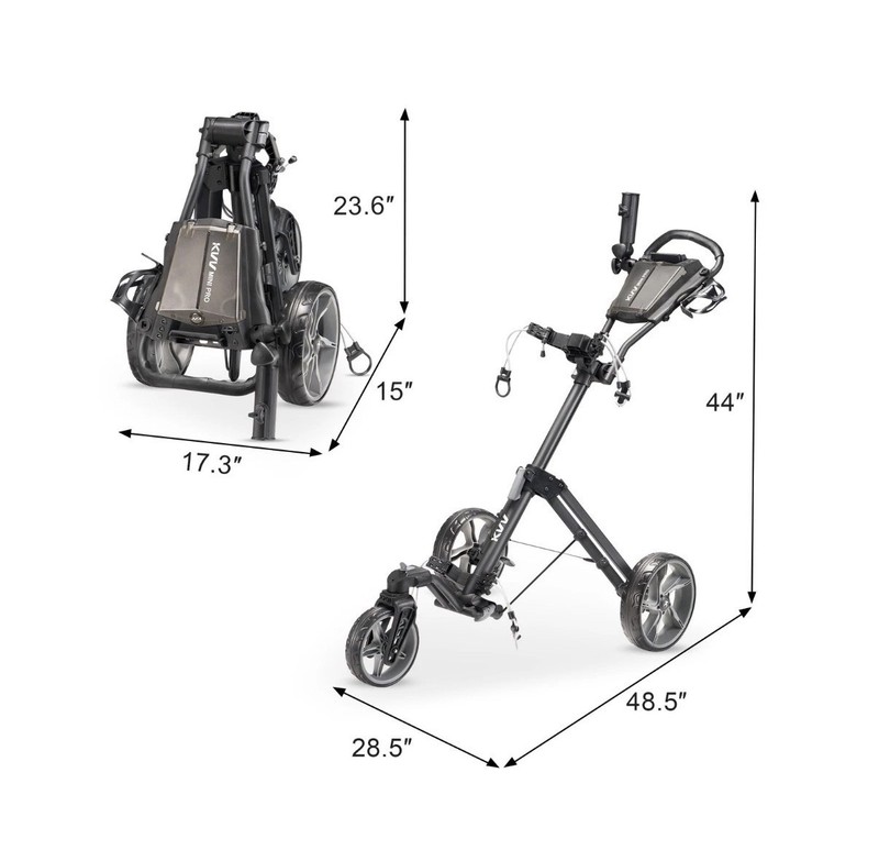 KVV Mini-Pro Deluxe Golf Cart for All Age Groups,Golf Push Cart with Adjustab...
