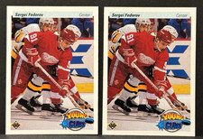 (2) Sergei Fedorov 1990-91 Upper Deck Young Guns RC #525 ~ HOF Detroit Red Wings