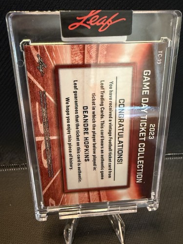 2023 Leaf Game Day Ticket Collection Deandre Hopkins #TC-19 - Picture 2 of 2