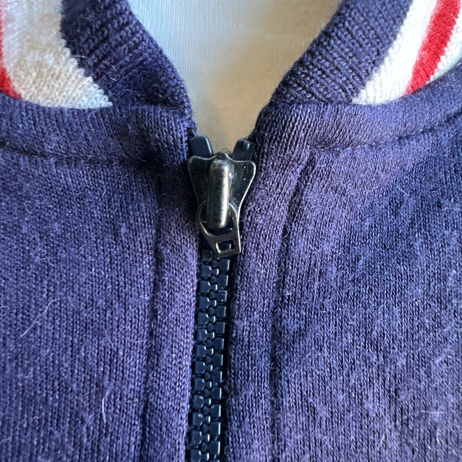 Giacca da pista vintage Fila blu con righe taglia XL uomo misto lana