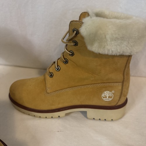 Women’s Timberland Boots Suede Lace Up W/ Fur Cuff Sz 7.5 - Picture 3 of 15
