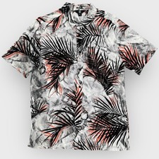Volcom Mens Large Short Sleeve Button Down Shirt Palm Frond Floral Aloha Surf