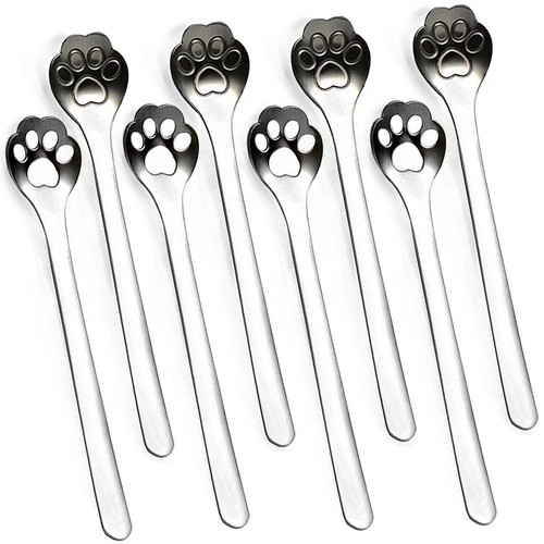 8-Pack Cat Paw Spoon 18/10 Stainless Steel Teaspoons, Sugar, Coffee, Cake, De...