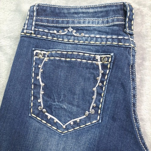 Miss Me Women's Low-Rise Straight Stretch JW5161T2 Size 29 Heavy Stich Embellish - Picture 4 of 20