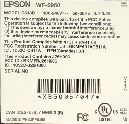 Epson WorkForce WF-2960 Printer – Wireless All-in-One Color Copy Scan Fax Inkjet - Picture 7 of 9