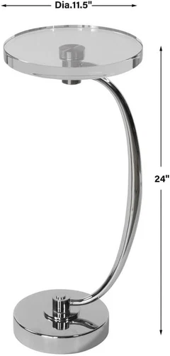 Waveney 12" Polished Nickel Round Drink Table - Elegant Accent Piece - Picture 3 of 4