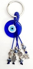 Evil Eye Circle Charms Key Chain Ring Elephant Feng Shui Protection Hamsa Tree