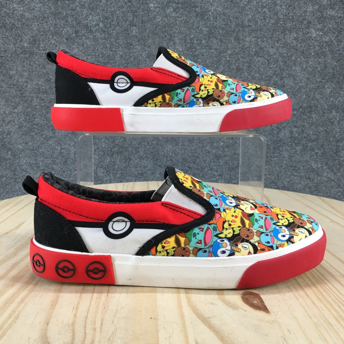Pikachu Eevee Customized Canvas Slip On Shoes Men\'s Size 10 Eevee Slip On Shoes Custom Pokemon Shoes Anime Slip On Shoes main image 2