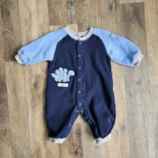 Vintage Y2K Carter's Baby Blue Dinosaur Fleece Footed Sleeper 6M Soft Cozy EUC