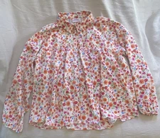 Emily Wonder Med Colorful Retro Floral Long Sleeve Fashion Collared Blouse
