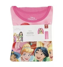 Disney Princesses Girls Long Sleeve Top  Pants Fleece 2pc Pajama Set 7-8