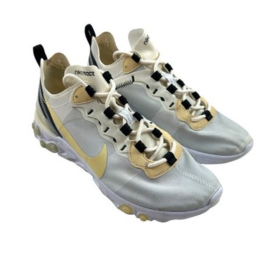 Nike React Element 55 Herren UK 6 Soft Yellow White Pale Vanilla