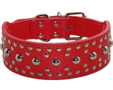 2" Width Leather Collar Spiked Studded Heavy Duty Collar - Adjustable for Med...