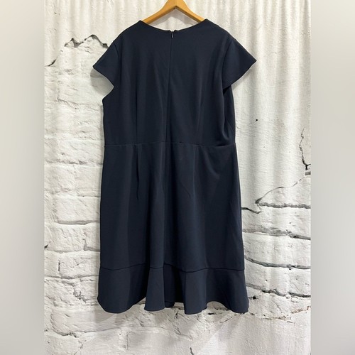 Maggy London Cap Sleeve Ruffle Faux Wrap Elegant Navy Blue Classic Capsule - Picture 7 of 9