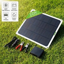 22W Solarpanel 12V 5V Ladegerät für Kfz Autobatterie tragbares Solarmodul Außen