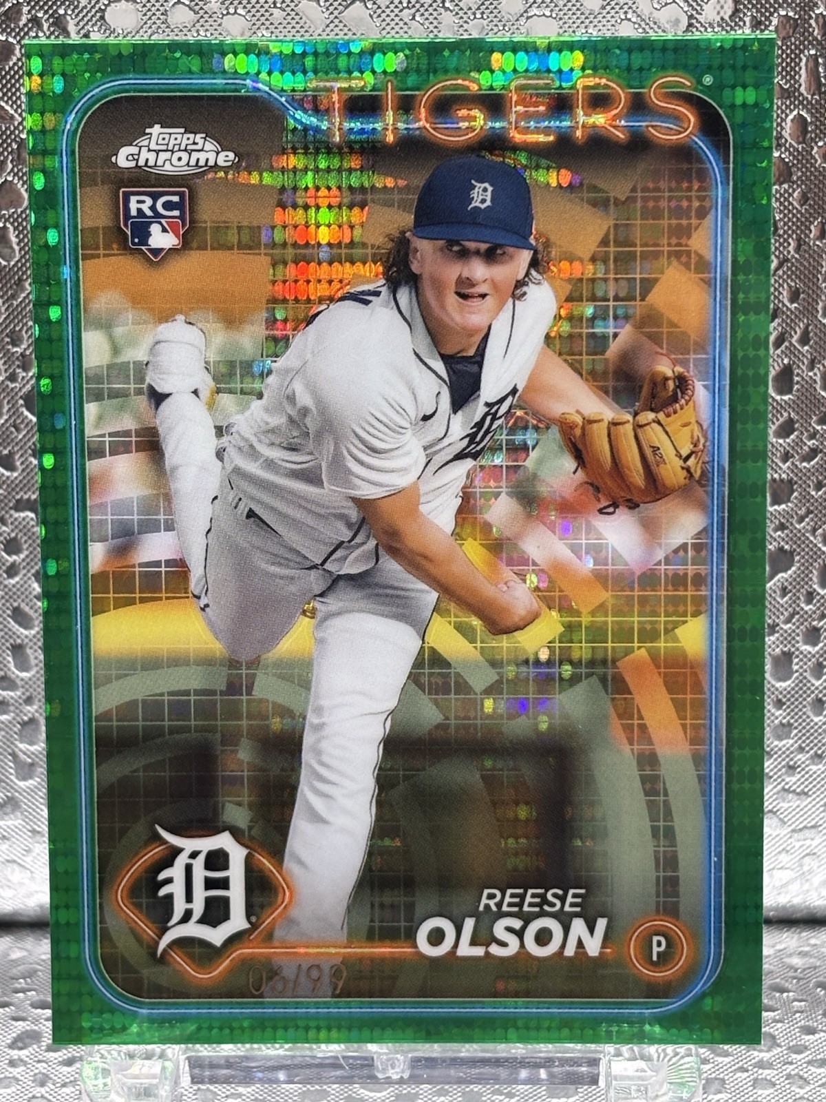 2024 Topps Chrome Reese Olson Green Sonar Refractor Rookie RC /99 #40 Tigers