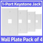 4 Pack One Keystone Jack Wall Plate 1-Gang Faceplate 1 Port Hole Wallplate White