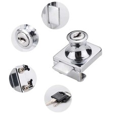 1-10Pcs Cabinet Single/Double Door Glass Lock Zinc Alloy Finish for 5-8mm Glass