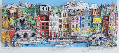 Charles Fazzino Alluringly Amsterdam 1998 3D Luxus Serigrafie Gerahmt Hand Signé