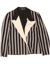 BASLER Womens 1 Button Blazer Jacket UK 14 Large Black Striped Viscose DH14