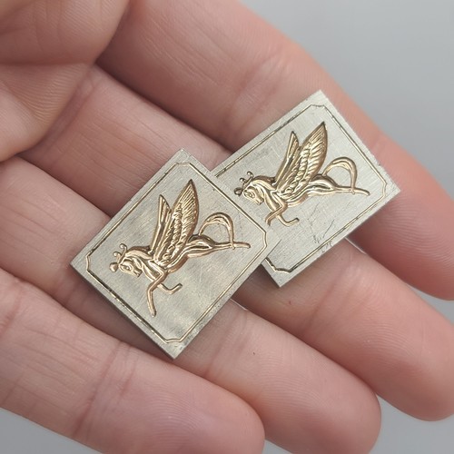 Vintage Pegasus Cufflinks Swank Sterling Silver - Picture 6 of 9