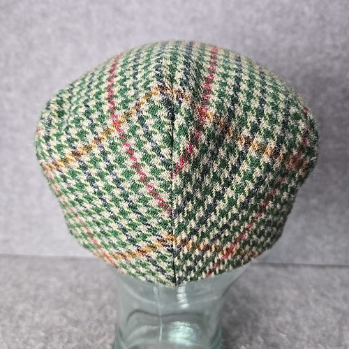 RARE Shandon Ireland Flat Cap Green Newsboy Houndstooth Wool 7 1/4 L Vintage - Picture 4 of 8
