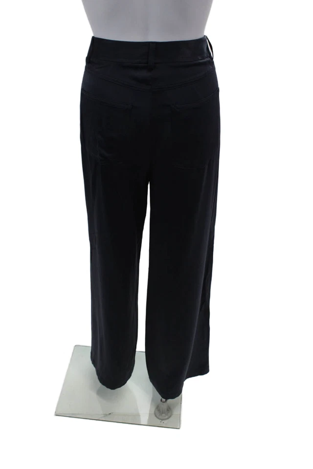 Pantalones informales de pierna ancha Drew Amyra de tiro medio con cremallera azul talla 2 Foto 3 de 4