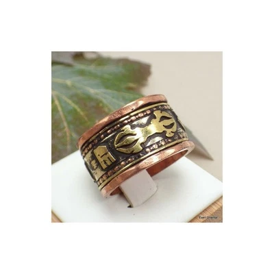 Bague de méditation tibétaine cuivre laiton BTA101 - Photo 1/4