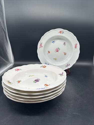 6 x Meißen Tiefer Teller ,Speiseteller, Streublume“ , 1.Wahl ,Porzellan - B2.16