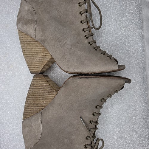 Marc by Marc Jacobs Saxo Lace-up Wedge Light Brown Tan Booties Peep Toe Size 37 - Picture 13 of 21