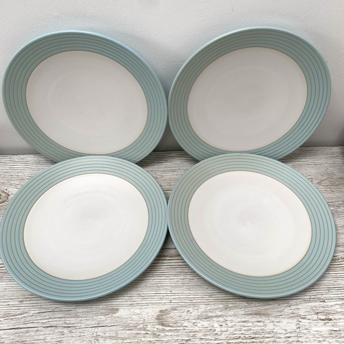 Denby Intro Stripes Dinner Plates 10.5” Light Blue/Green VGC x 4 - Picture 2 of 5
